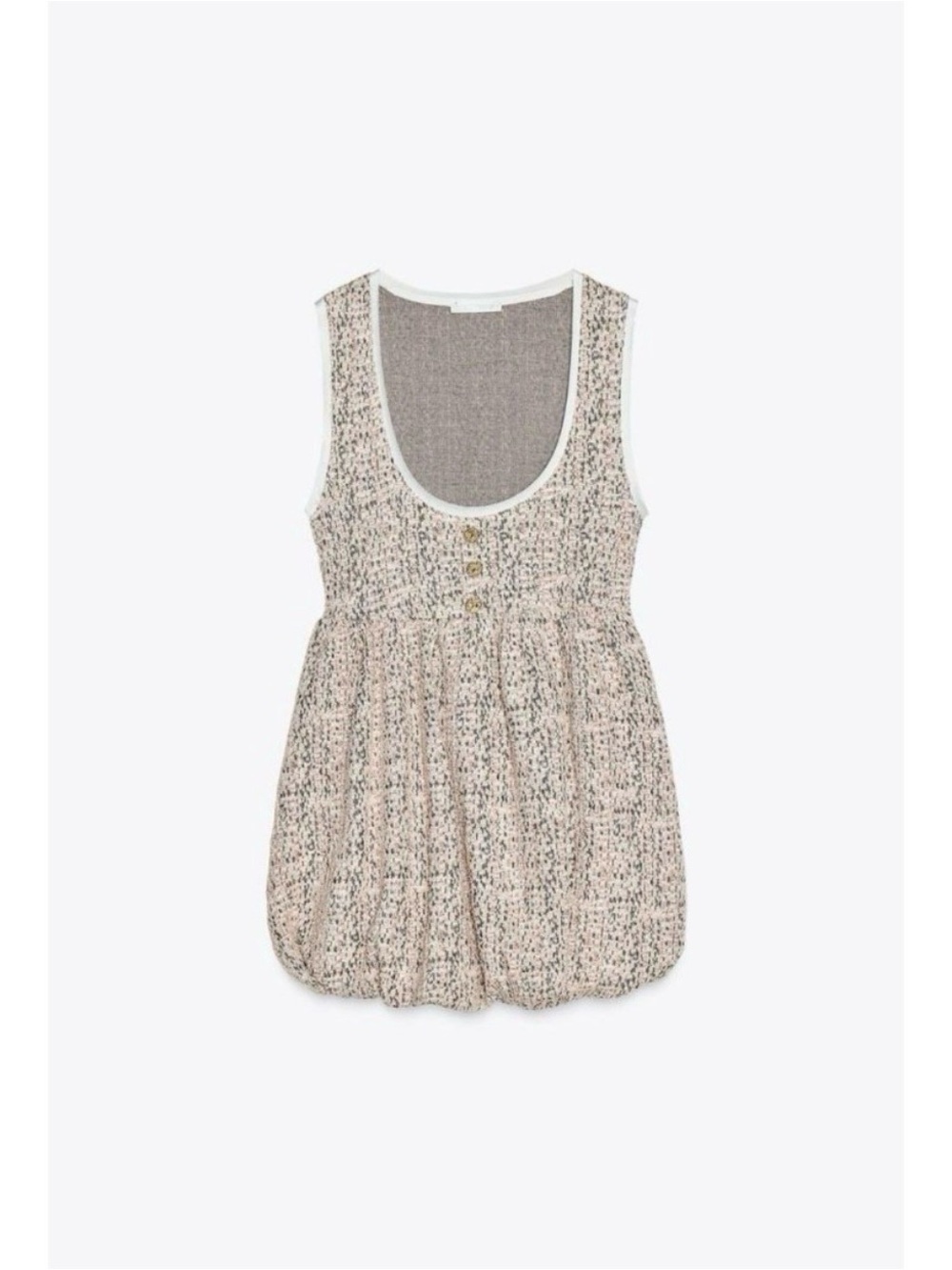 Zara Sleeveless Pink/Grey Textured Scoop-Neck Mini Dress/Top - Picture 3 of 7
